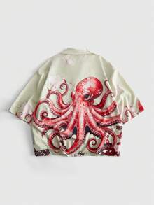 ROMWE MEN Men's Casual Octopus Print Vacation Shirt - Multicolor - View 2