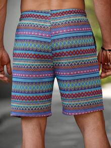 Manfinity RSRT Men's Colorful Striped Drawstring Waist Casual Shorts, Versatile And Fashionable - Multicolor - View 2