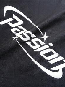 PAVTROS Sudadera de hombre con bloques de color, patchwork e impresión de letras - Negro - Ver 8