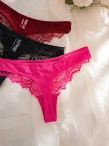 SHEIN 女款蕾絲鋼圈薄罩杯舒適內衣套裝（6套組） - 彩色 - 查看 5