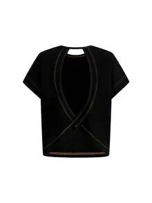 SHEIN Tween女孩春夏兩件套休閒時尚背後交叉露背對比線條設計圓領肩連袖短袖寬鬆版型T恤，返校季，親子套裝，兒童黑色波點 - 黑與白 - 查看 8