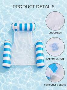 Inflatable Drainage Floating Chair/Recliner/ Hammock With Backrest, Foldable Inflatable Pool Chair For Summer, Suitable For Spas, Pools, Beach Parties, Multi-Functional Floating Chair For Summer Outdoor Water Entertainment During Vacations - multicolor - View 3