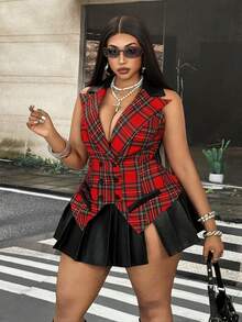 Maweii Plus Size Women's Plaid Fashion Versatile Casual Daily Top - Multicolor - View 1