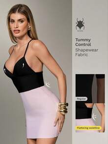 Nuvra Pink And Black Deep V-Neck Sleeveless Cinched Waist Bodycon Mini Dress Club Night Summer Bandage - Multicolor - View 3