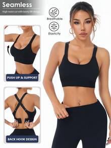 Slayform Slayform Sujetador deportivo sin costuras con espalda cruzada - Negro - Ver 1