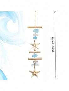 Cirelle 1pc Coastal Sea Glass & Starfish Wall Hanging, Beach Ocean Theme Hanging Ornament, Nautical Wall Decor For Bedroom, Living Room, Patio - one size fits all - View 3