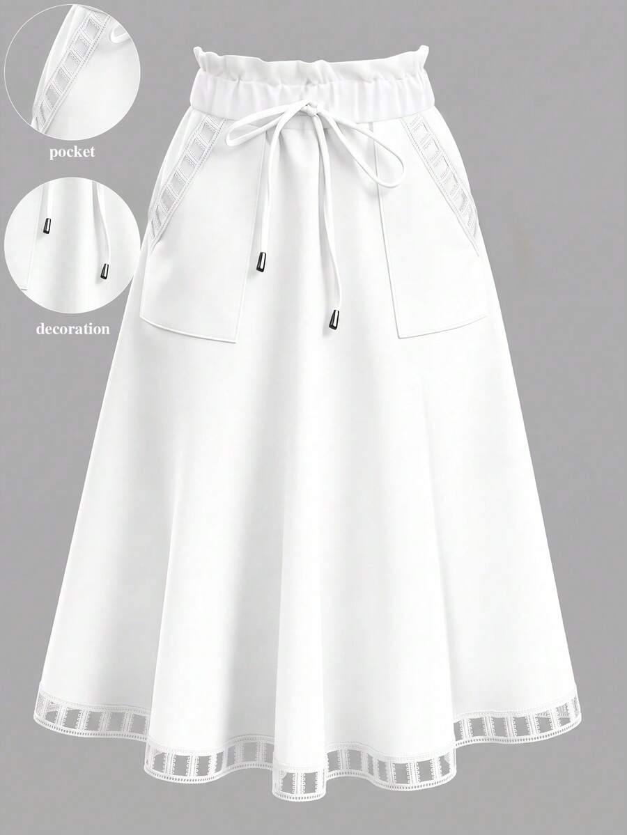 GlowEve CURVE Falda blanca elegante de talla grande para ir al trabajo - Blanco - Ver 1