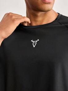 Driftmere 2pcs Men's Short Sleeve Top And Drawstring Shorts Two Pieces Sport Suit, Fitness Outdoor Casual Workout Set Gym Compression Sports Black - Black - View 7