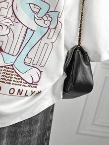 DrmWander LOONEY TUNES X SHEIN 大尺碼女款字母卡通印花休閒百搭日常出遊短袖T恤 - 白色 - 查看 5