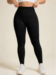SHEIN Unity Women's Plus Size Black Yoga, Sports Seamless Leggings - Black - View 9