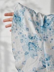 Modelyn Setelan 2 Potong Blus dan Rok Motif Bunga Elegan untuk Wanita - Biru - View 7
