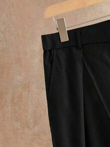 HIMLAND Plus Size Men's Solid Color Pleated Wide Leg Pants With Side Pockets - Black - View 7