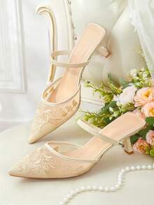 CUCCOO HITCHD Ladies Elegant Floral Pointed Stiletto High Heel Shoes - Yellow - View 1