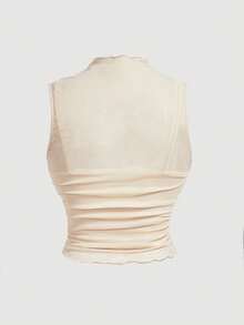 SHEIN MOD Camiseta de tirantes con estampado floral de malla talla grande - Albaricoque - Ver 4