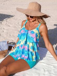 Breezaya Multi-Layer Beach Floral Print Women's Camisole Bikini - Multicolor - View 5