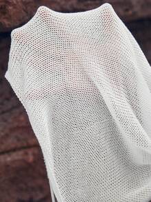 Swim Chiccia Vestido cover up de espalda abierta con cordón de muslo con abertura - Blanco - Ver 8