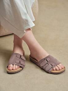 Solecia Women's New Fashion Camel Color Comfortable Flat Style Beach Sandals - Camel - View 1