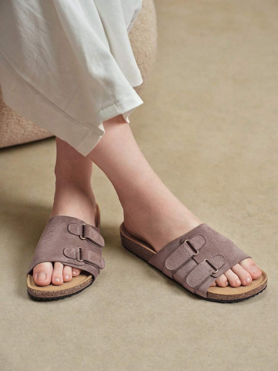 Solecia Women's New Fashion Camel Color Comfortable Flat Style Beach Sandals - Camel - View 1