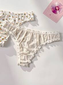 PetitDoll 5pcs Comfortable Frill Trim Seamless Panties Set - Multicolor - View 4