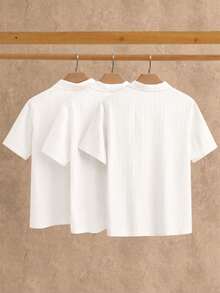 HIMLAND 3件組男士極簡冰絲觸感短袖 Polo 衫，夏季款 - 白色 - 查看 4