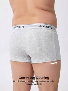 LUVLETTE Plus 3-Pack Cotton Mid Rise Printed Letter Webbing Men's Boxer Briefs Black - Multicolor - View 2