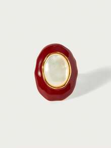 Glisma Resin Personalized Niche Light Luxury Ring,Premium/Old Money/Classy,Sexy/Vintage - Crimson - White Shell - View 2