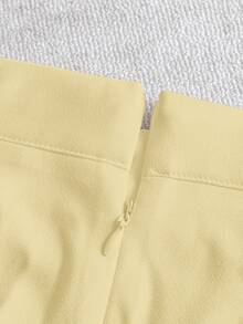 Franclia Fashionable Yellow Mini Shorts For Women Casual Plain Woven Fabric With Ruffle Detail - Yellow - View 7