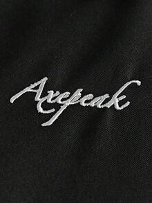 AXEPEAK 男士字母印花拉鍊休閒百搭日常穿著襯衫 - 黑色 - 查看 5