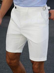 Manfinity Mode Men's White Casual Straight Leg Shorts, Fashionable And Versatile - White - View 4