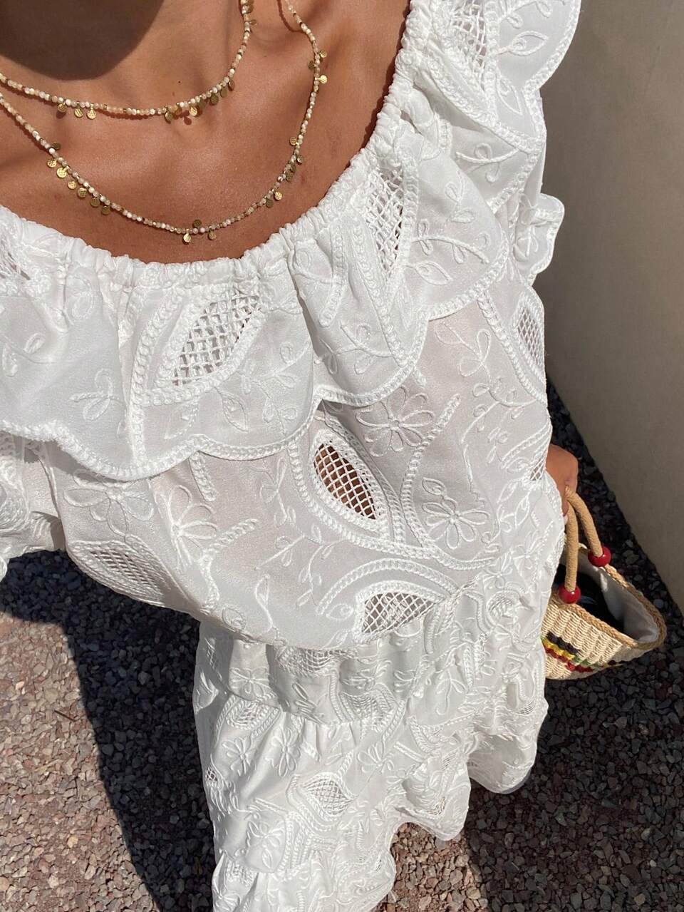 Spring & Summer Casual Vacation Style Beach Outfit, Loose Off-Shoulder Shirt And Long Skirt Set, White For Women Lounge Sets For Women