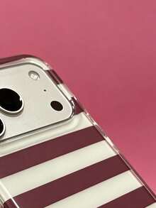ShellaStory Casing Ponsel Minimalis dengan Garis-Garis Warna Kontras, Kompatibel dengan iPhone 17 Pro Max 17 Pro 16 14 13 15 Pro Max 14 15 16 Plus 14 15 13 16 17, Pelindung Warna Permen Sederhana - Coklat - View 3