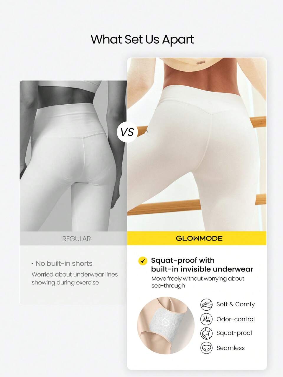 33" FeatherFit™ Movin' & Groovin' Low-Rise Contour Flare Leggings With Built-In Underwear Low Impact Plus Size Yoga Pilates Studio Daily Active