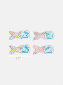 HELLO KITTY AND FRIENDS | SHEIN 4Pcs Sequined Fishtail Mermaid Hairpin Edge Clip Bangs Clip - Multicolor - View 8