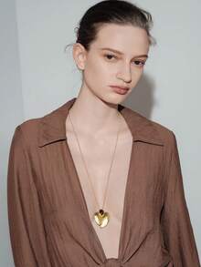 Noxbound 18k Gold-Plated Tiger Stone Inlaid Texture Retro Pendant Necklace - Yellow Gold - View 3