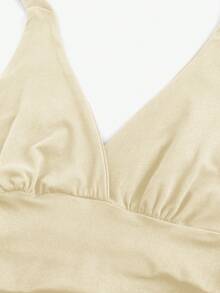 ROMWE Grunge Punk Top de tirantes con cuello halter con estampado de leopardo Y2K para mujer - Amarillo claro - Ver 3