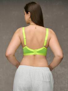 Esseday Wireless No-Padding Curve Bralette Minimalism Plus Size Wire-Free Bra Apple Color - Green - View 2