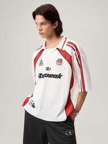 Vaulklash Men's Summer Casual Contrast Color Letter Print Short Sleeve Polo Shirt - White - View 5