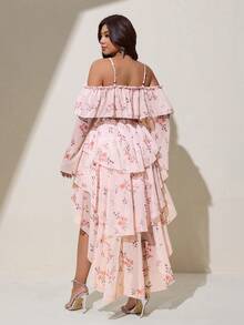 Viva Relle Plus-Size Sexy Resort Off-Shoulder Backless Dress Fall - Pink - View 6