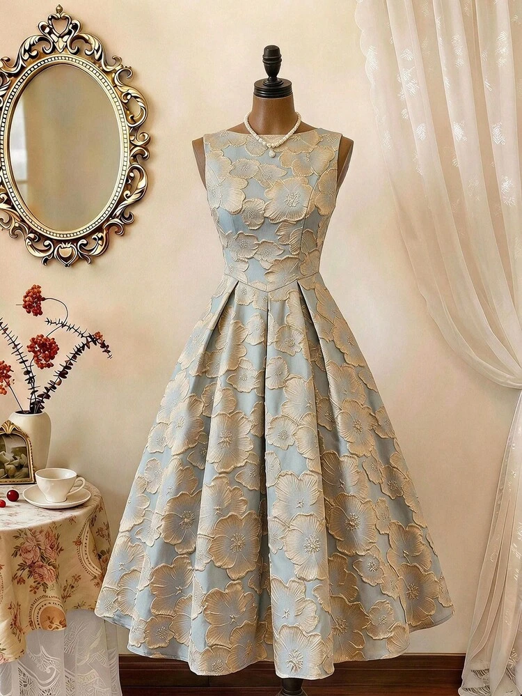 vintage winter formal dresses Vintamour Elegant Women's Dress With Pockets, Oil Painting Jacquard Texture, Casual Commute Vacation Party Dress, Women's Clothing, Women's Winter Outfit, Christmas Style, Christmas MAYA (AMBITIOUS) A CLASSIC Size:us 4 mfgstyle_8010349 Contact with me for