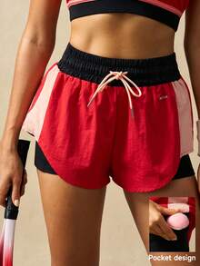 VARSIVA Women's Contrast Color Casual Pocket Drawstring Waist Sports Shorts - Multicolor - View 12