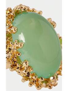 Noxbound Vintage Oval Cat's Eye Exaggerated Ring 18K Gold Plated Textured Resin Earrings Jewelry - Multicolor - View 11
