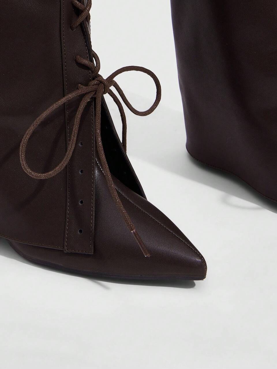 CUCCOO SZL Outdoor Women Pointed Stiletto Buttons Decorative Pu Fabric Stylish Simple Daily Party Side Zipper Boots