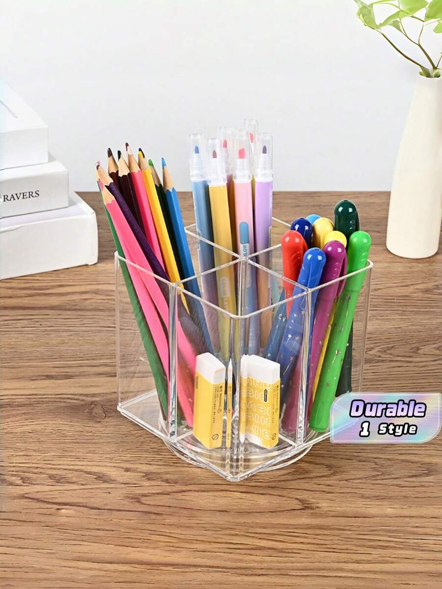 1pc Clear Drink Packet Organizer,Desktop Rotating Tea Bag Coffee Divided Storage Box,Reusable Storage Organizer For Coffee Station, Cabinet, Pantry, Countertop, Office, Kitchen,Cosmetic Box. - Transparent - View 1
