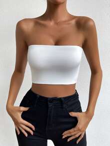 Allurite Top tubo corto unicolor - Blanco - Ver 7