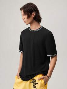 Atasan Pria Slogan Casual - Hitam - View 4