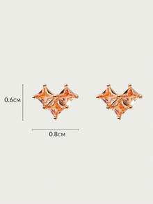 Glisma Anting Stud Cinta Berlapis Emas 18k dengan Inlay Zirkonium, Set Tiga Buah yang Kecil dan Indah - MultiWarna - View 15