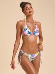 Travachic 女款夏季海灘海星印花掛脖綁帶性感時尚比基尼兩件式泳衣套裝 - 彩色 - 查看 5