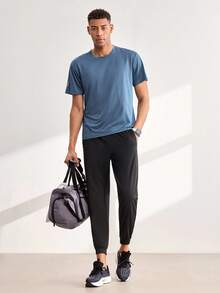 Driftmere Men's Sports Pants, Quick-Dry Outdoor Casual Drawstring Sweatpants, Elastic Waist Black Spring Fall - Black - View 3