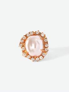 Opalesca A European And American Fashion Baroque Ring With Special-Shaped Pearls And An Asymmetric Diamond Ring., Outfits, Old Money, Beaded, Wedding/Bridal Accessories, Fairycore/Fairy, Pearl, For Mom/Women/Girl/Mother, Elegant, Premium, Classy, Crystalsbeaded, Wedding/Bridal Accessories, Fairycore/Fairy, Pearl, For Mom/Women/Girl/Mother, Elegant, Premium, Flower, Crystals, Gold, Easter, Travel/Beach/Vacation, Boho - Multicolor - View 4