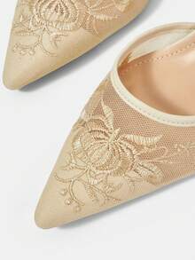 CUCCOO HITCHD Ladies Elegant Floral Pointed Stiletto High Heel Shoes - Yellow - View 4